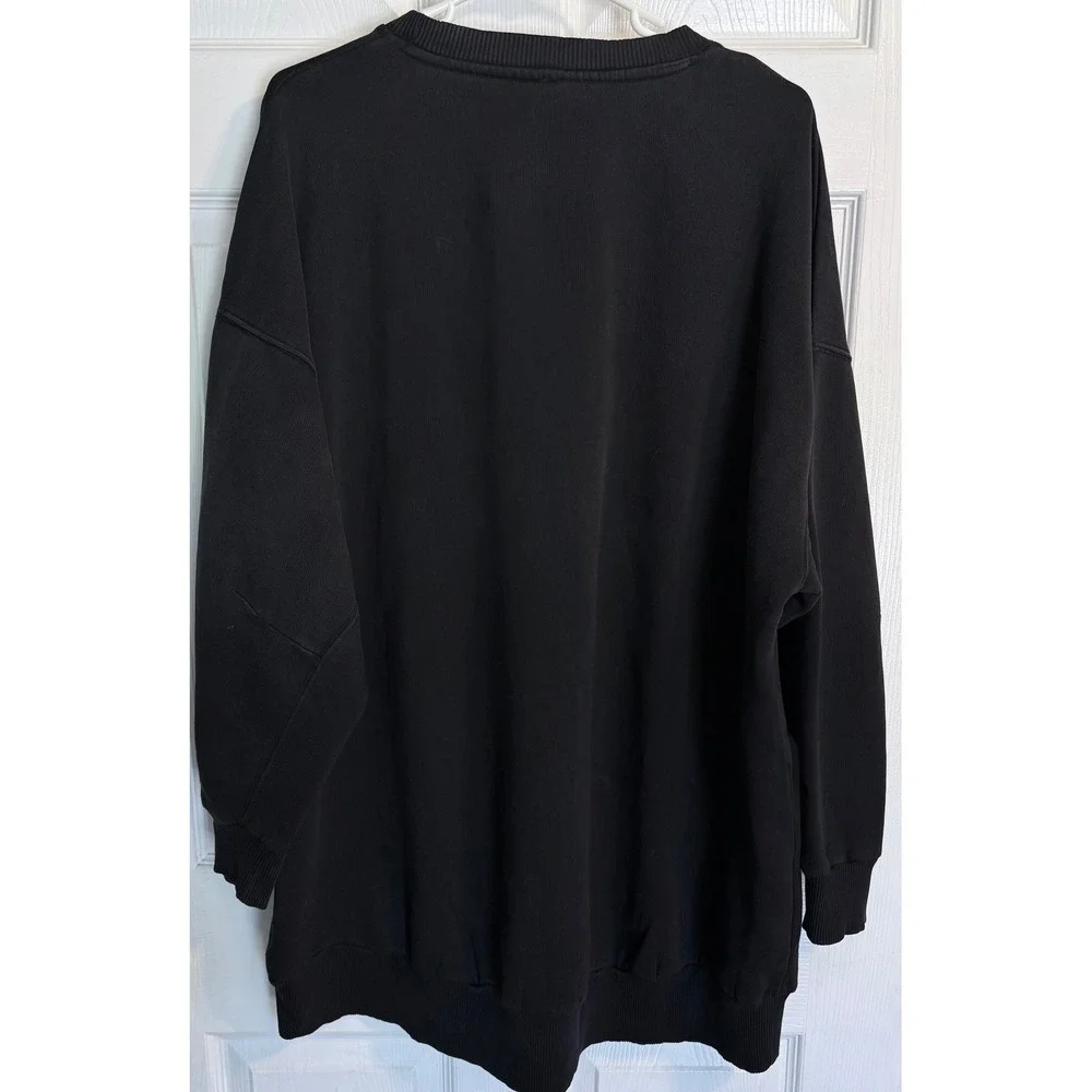 Free People Bali Drifter Sweatshirt M Black Nashville Embellished Oversized